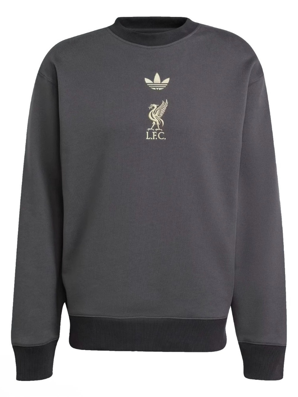 Liverpool FC adidas LFSTLR Men's Crew Sweatshirt Carbon Gray S KC7801 NWT